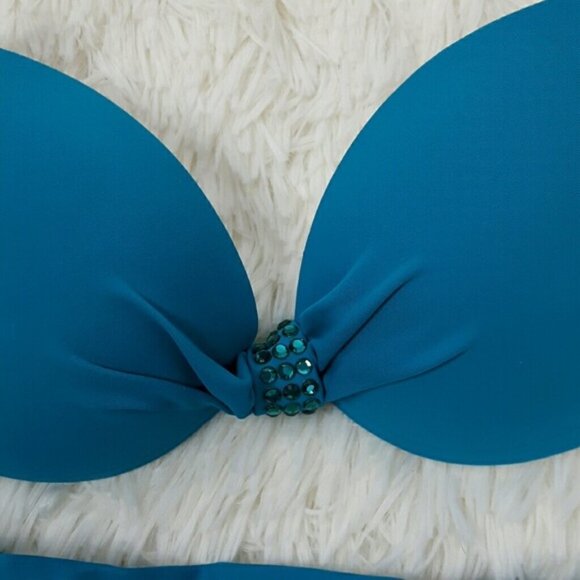 Green Rhinestone Jeweled Bikini Set b18 - Picture 3 of 7